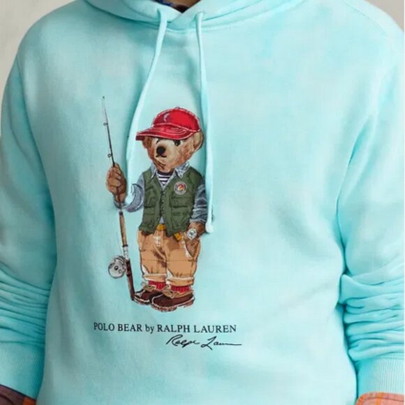 Ralph Lauren Tie Dye Preppy Fishing Bear Hooded Sweatshirt Retails $198 NWT - Picture 4 of 9